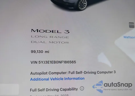 2022 Tesla Model 3 Long Range Dual Motor All-Wheel Drive from USA, damaged, VIN 5YJ3E1EB0NF186565